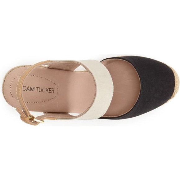 Adam Tucker Black and Tan Espadrille Wedge Heels - Picture 2 of 10